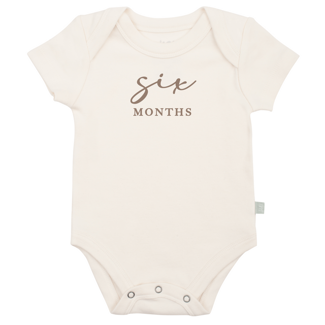 graphic bodysuit | six months milestone taupe - HoneyBug 