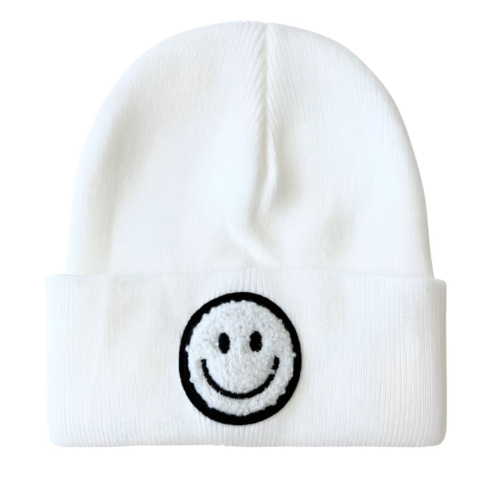 Smiley Beanie | White - HoneyBug 