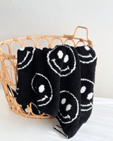 Smiley Fuzzy Blanket | Black - HoneyBug 