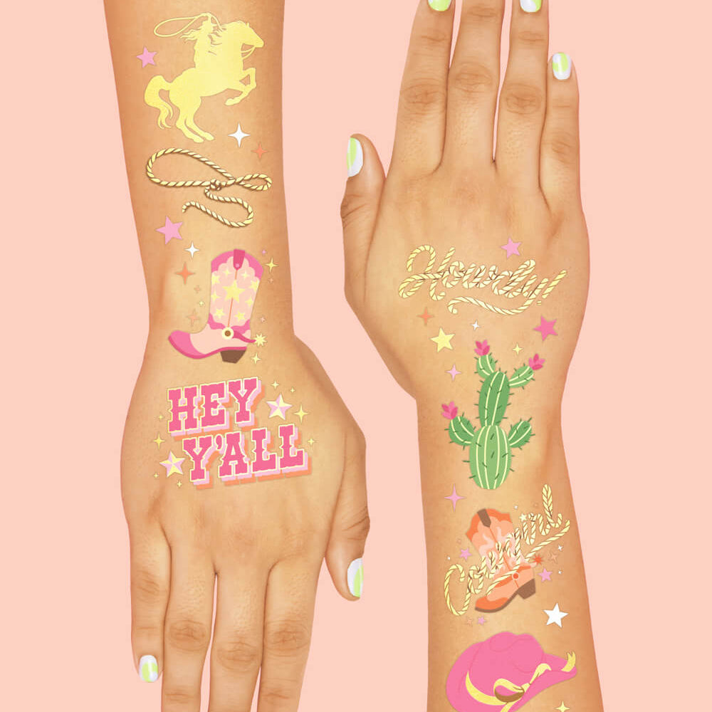 Cowgirl Tats - 46 Foil Temporary Tattoos