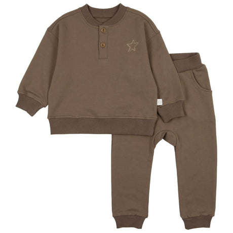 Henley Sweatsuit- Olive - HoneyBug 