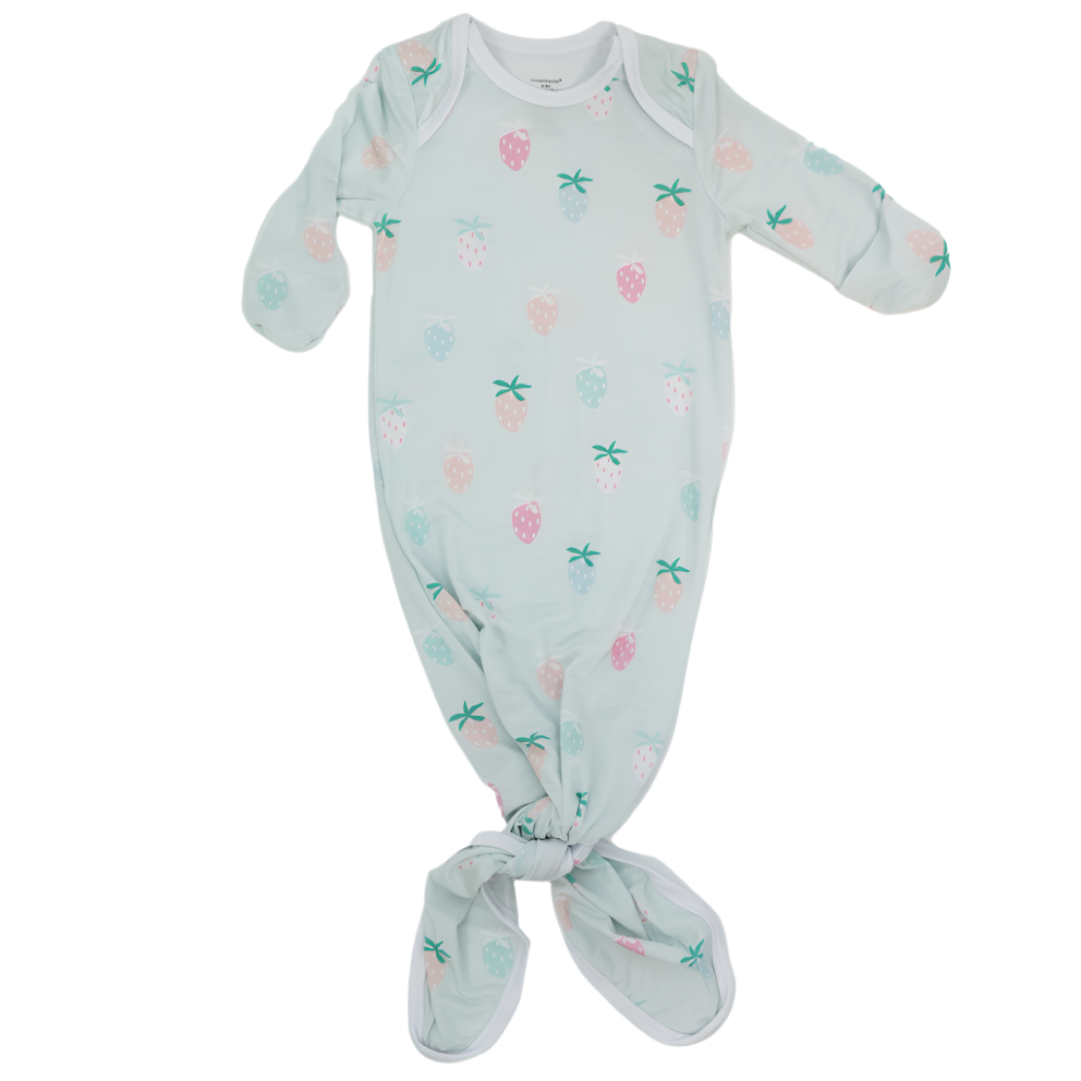 Strawberry Print Knotted Gown 0-3 months - HoneyBug 