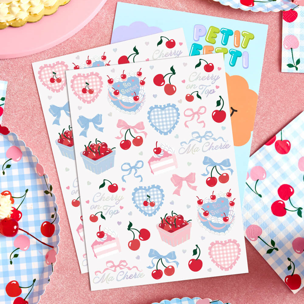 Cherry Birthday Bundle - Tableware, Balloons, Banner + Tats