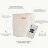 Handmade Canvas Storage Basket Lace - Taupe