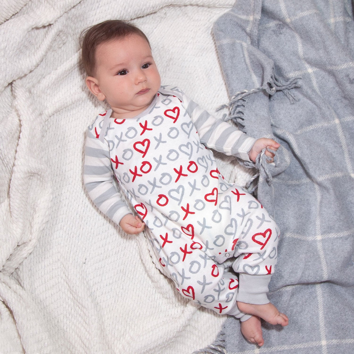 X's & O's Baby Boy Cotton Romper - HoneyBug 