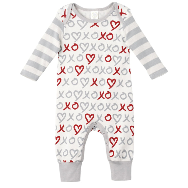 X's & O's Baby Boy Cotton Romper - HoneyBug 