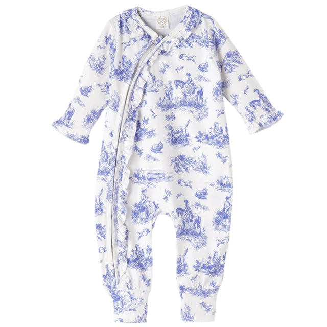 Toile de Jouy Bamboo Zipper Romper - HoneyBug 