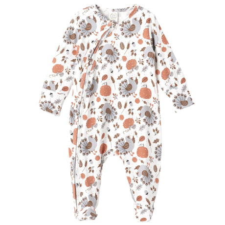 Thanksgiving Harvest Bamboo Zipper Romper - HoneyBug 