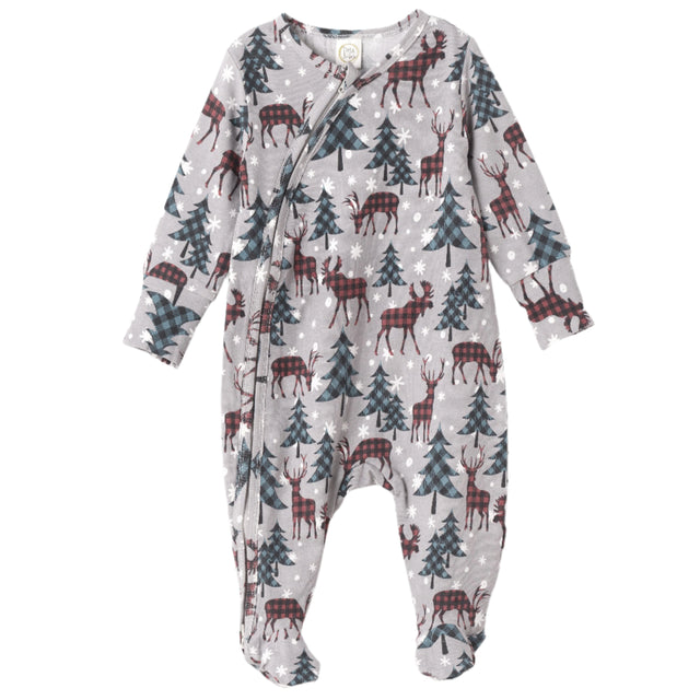 Nordic Pines Bamboo Zipper Romper - HoneyBug 