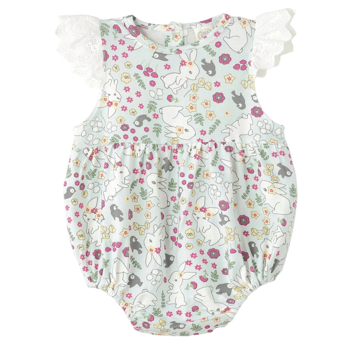 Bunny Garden Baby Romper – Flutter Sleeve One-Piece