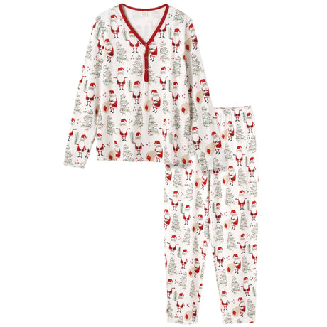 Christmas Santa Bamboo Women's Pajama Set - HoneyBug 