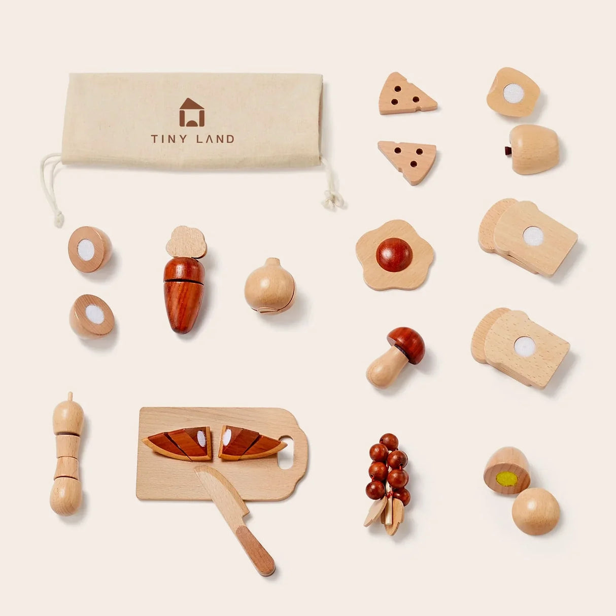 Tiny Land® Wooden Cut and Play Food Toys - HoneyBug 