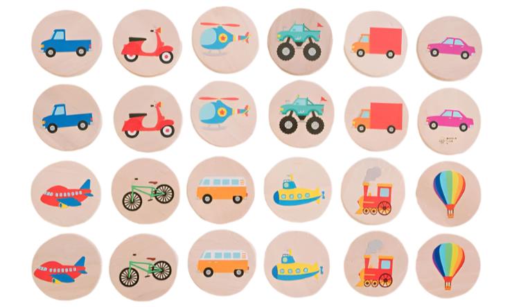 Transportation Matching Tiles - HoneyBug 