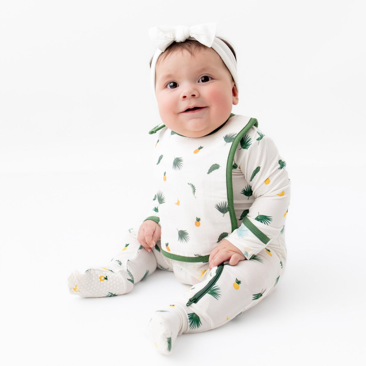 Tropical Palms & Bird of Paradise Bib Set - HoneyBug 