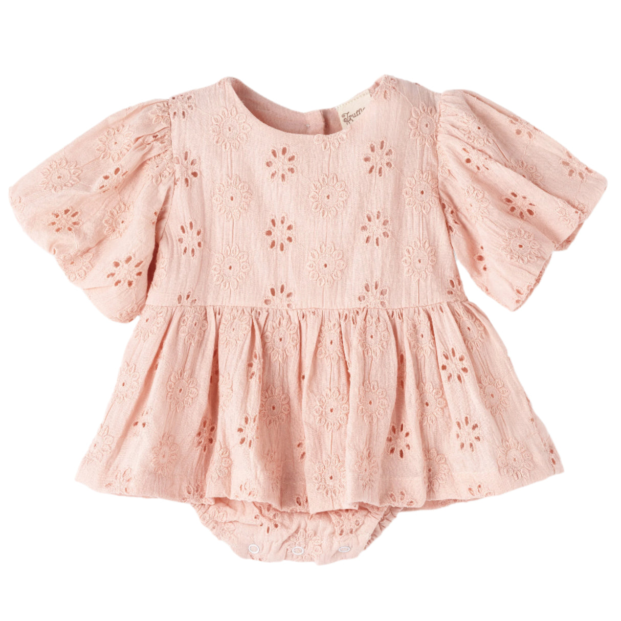 Pink Eyelet Cotton Skirted Baby Bodysuit - HoneyBug 