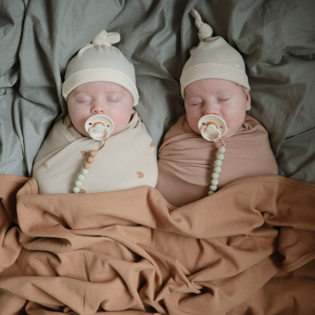 FRIGG Rope Natural Rubber Pacifier 2-Pack - Blush/Cream - HoneyBug 