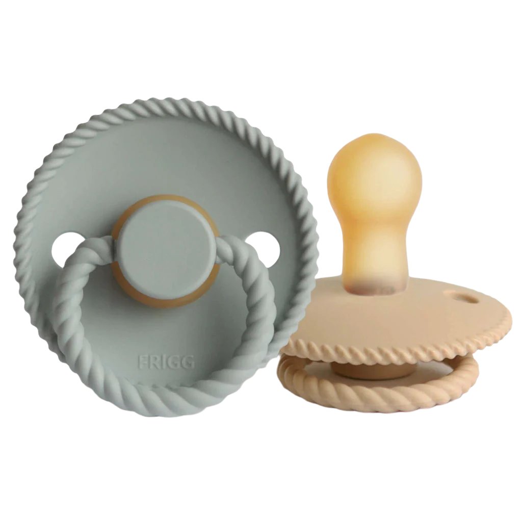 FRIGG Rope Natural Rubber Pacifier 2-Pack - Sage/Croissant - HoneyBug 