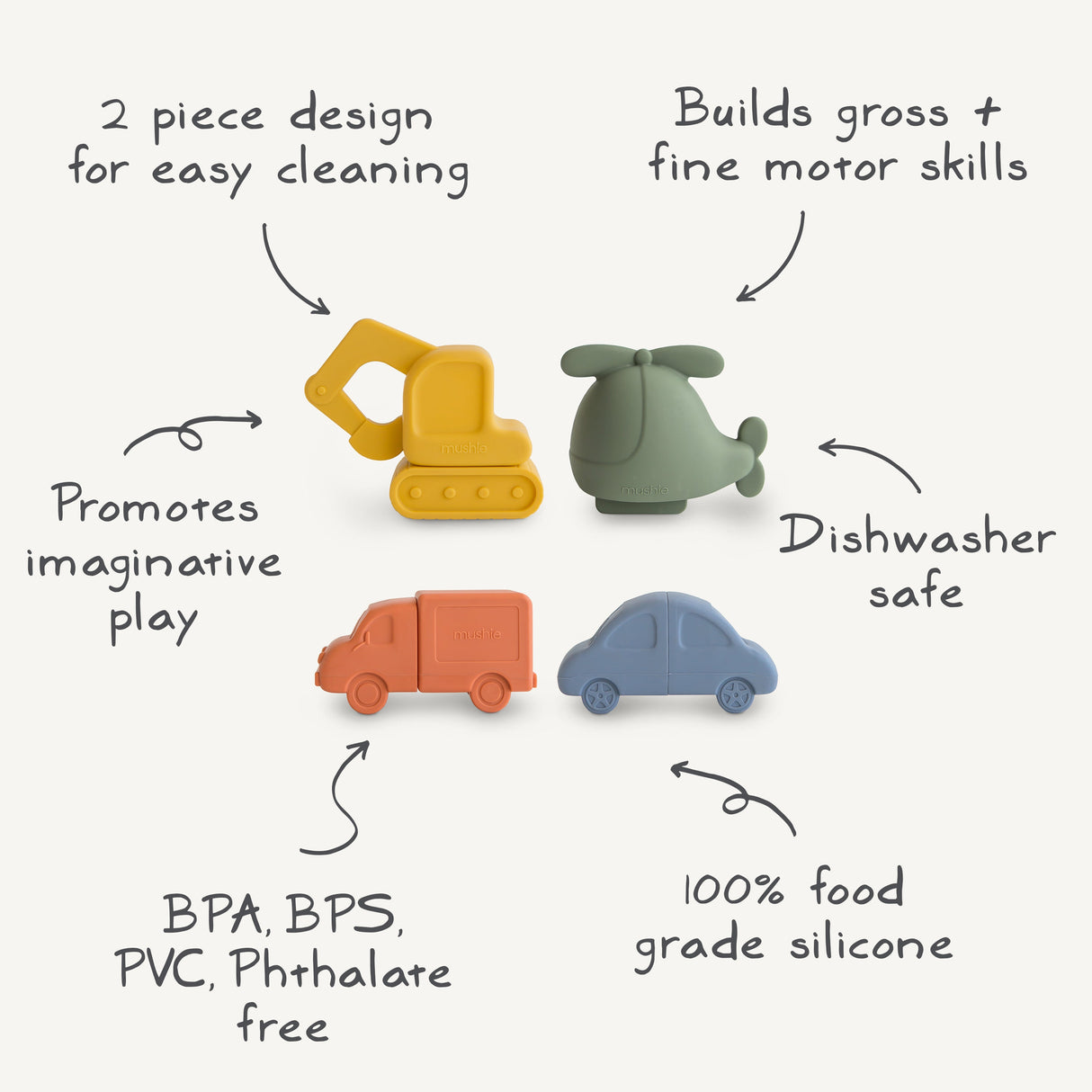 Vehicles Mold Free Bath Play Set - 4 Pack - HoneyBug 