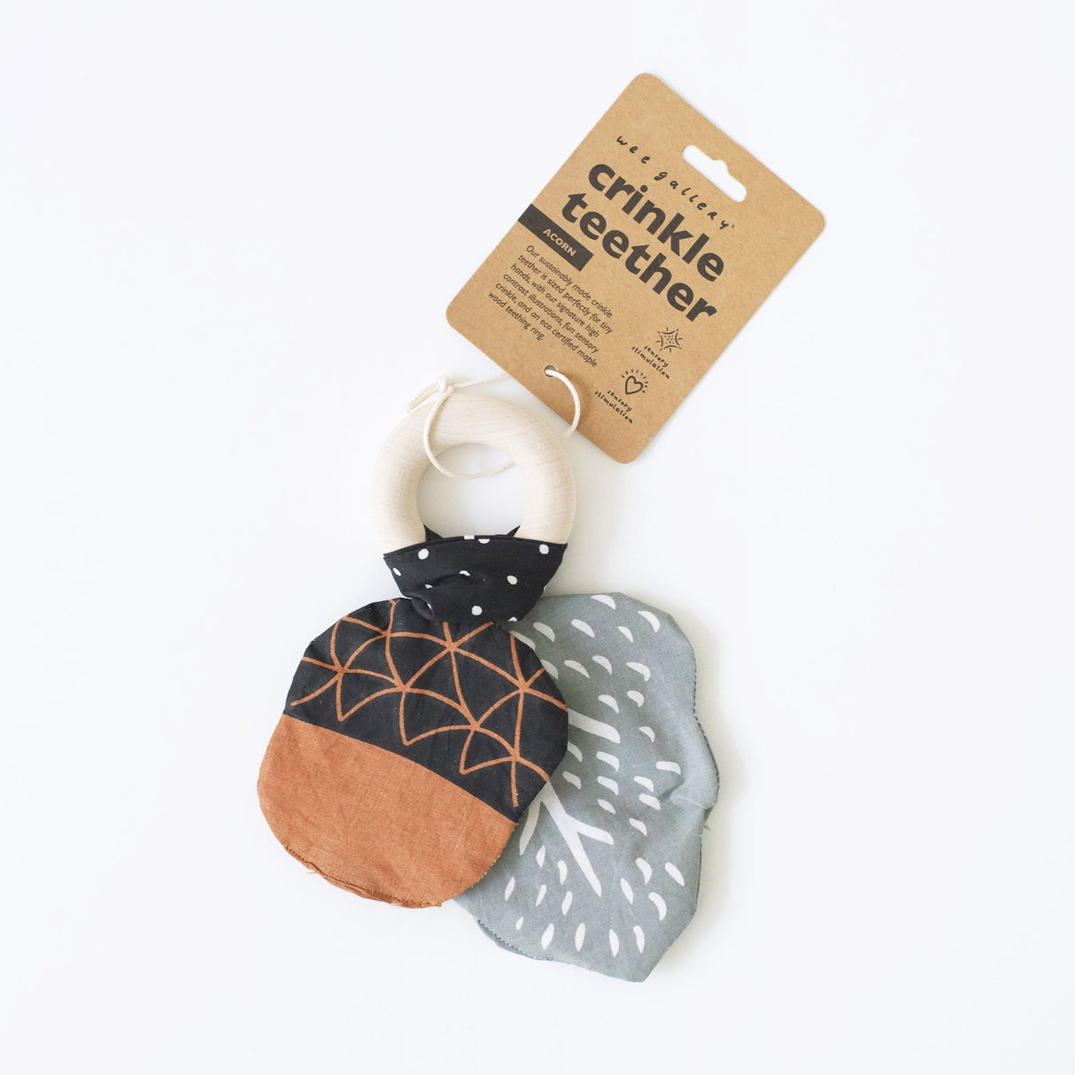 Crinkle Teether - Acorn - HoneyBug 