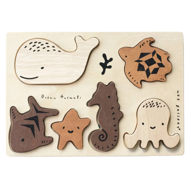 Wooden Tray Puzzle - Ocean Animals - HoneyBug 