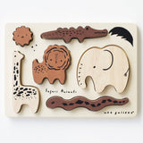 Wooden Tray Puzzle - Safari Animals - HoneyBug 