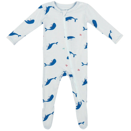 Whale Zippered Footie - HoneyBug 