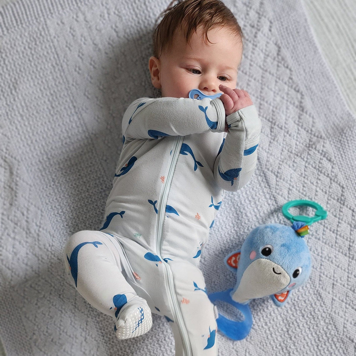 Whale Zippered Footie - HoneyBug 