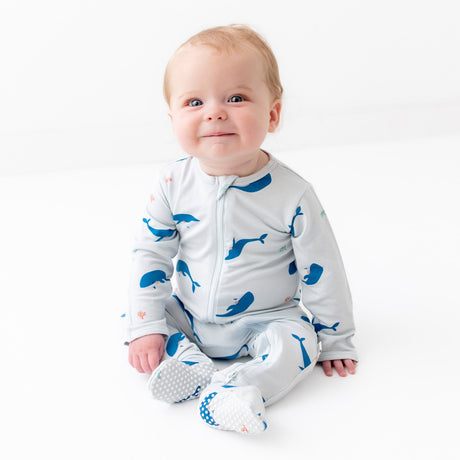 Whale Zippered Footie - HoneyBug 
