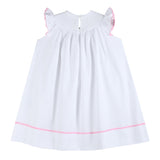 White and Pink Bows Smocked Bishop Dress