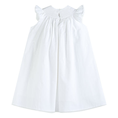 White and Pink Crosses Smocked Bishop Dress