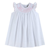White Big Sister Smocked Bishop Dress