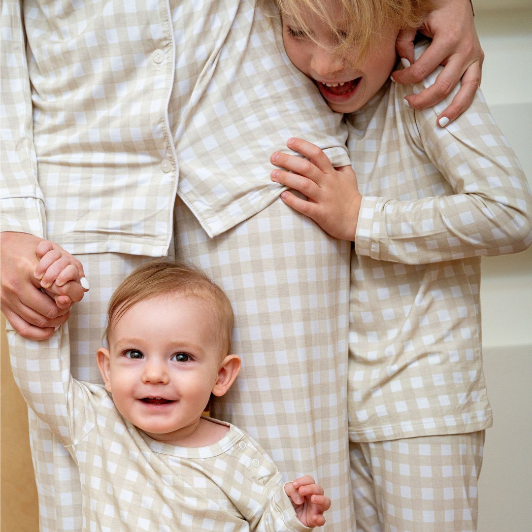 Women's Long Sleeve Pajama Set - Gingham - HoneyBug 