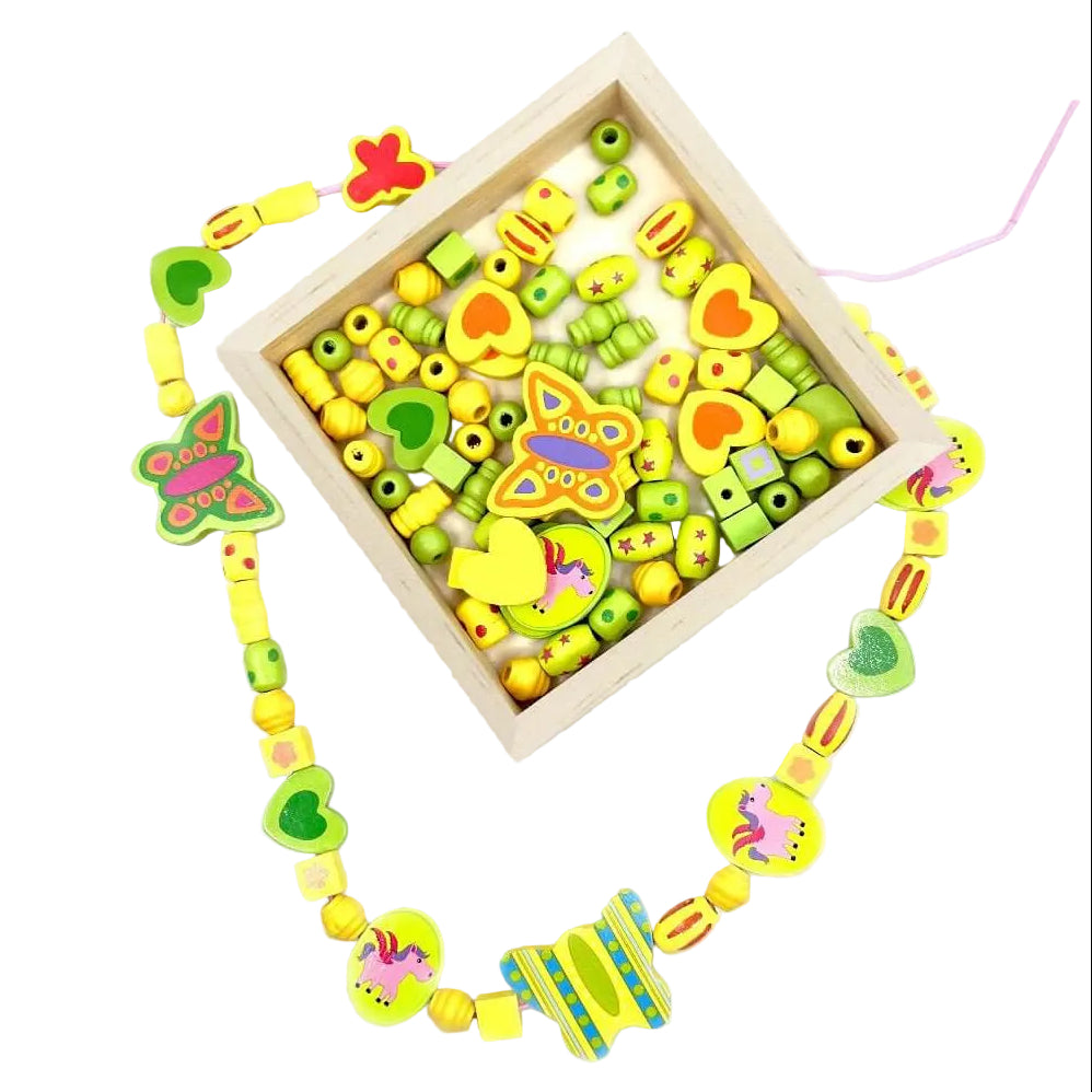 Wooden Bead Unicorn Necklace