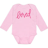 Loved Valentine's Day Long Sleeve Bodysuit - Pink - HoneyBug 