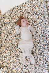 Vanilla Organic Cotton Ribbed Knot Gown - HoneyBug 