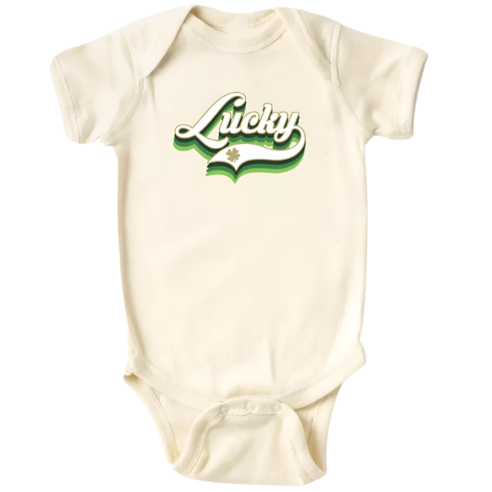 Lucky Script | Baby Onesie - Cream - HoneyBug 