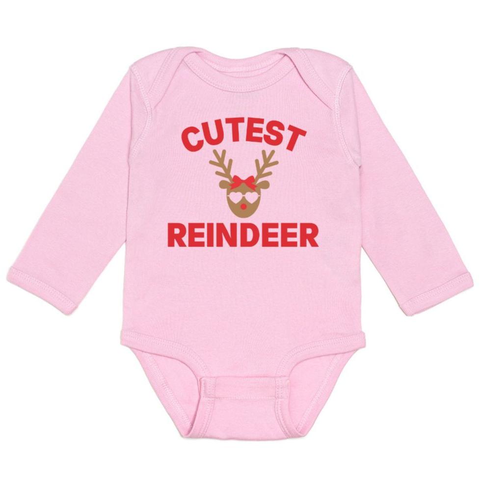 Cutest Reindeer Bodysuit - Pink - HoneyBug 
