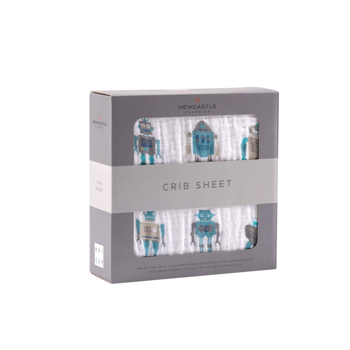 Robot Cotton Muslin Crib Sheet - HoneyBug 