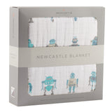 Robots Cotton Muslin Newcastle Blanket - HoneyBug 