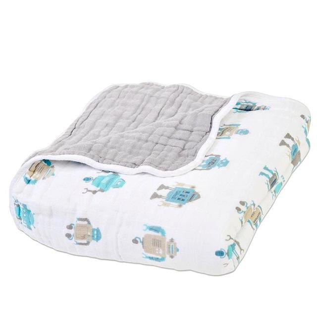 Robots Cotton Muslin Newcastle Blanket - HoneyBug 
