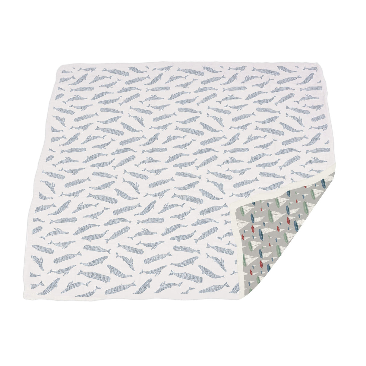 Blue Shadow Whales and Marina Sailboats Bamboo Newcastle Blanket - HoneyBug 