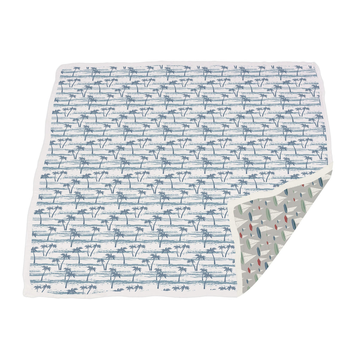 Ocean Palm Trees and Marina Sailboats Bamboo Newcastle Blanket - HoneyBug 
