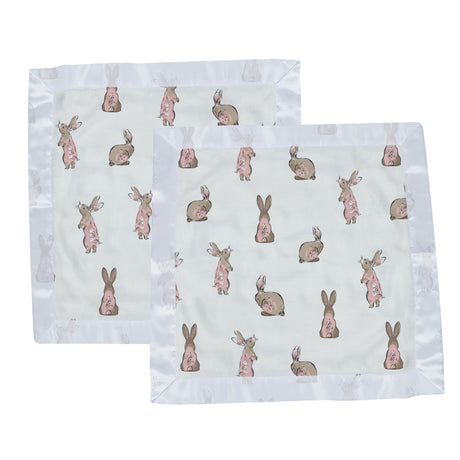 Powder Pink Bunnies Bamboo Newcastle Blankie - HoneyBug 