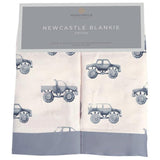 Indigo Monster Trucks Cotton Newcastle Blankie - HoneyBug 