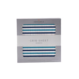 Blue and White Stripe Bamboo Crib Sheet - HoneyBug 