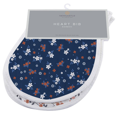 Blooms Floral Bamboo Heart Bib 2PK - HoneyBug 