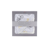 Vintage Bicycle Bamboo Muslin Hooded Towel and Washcloth Set - HoneyBug 