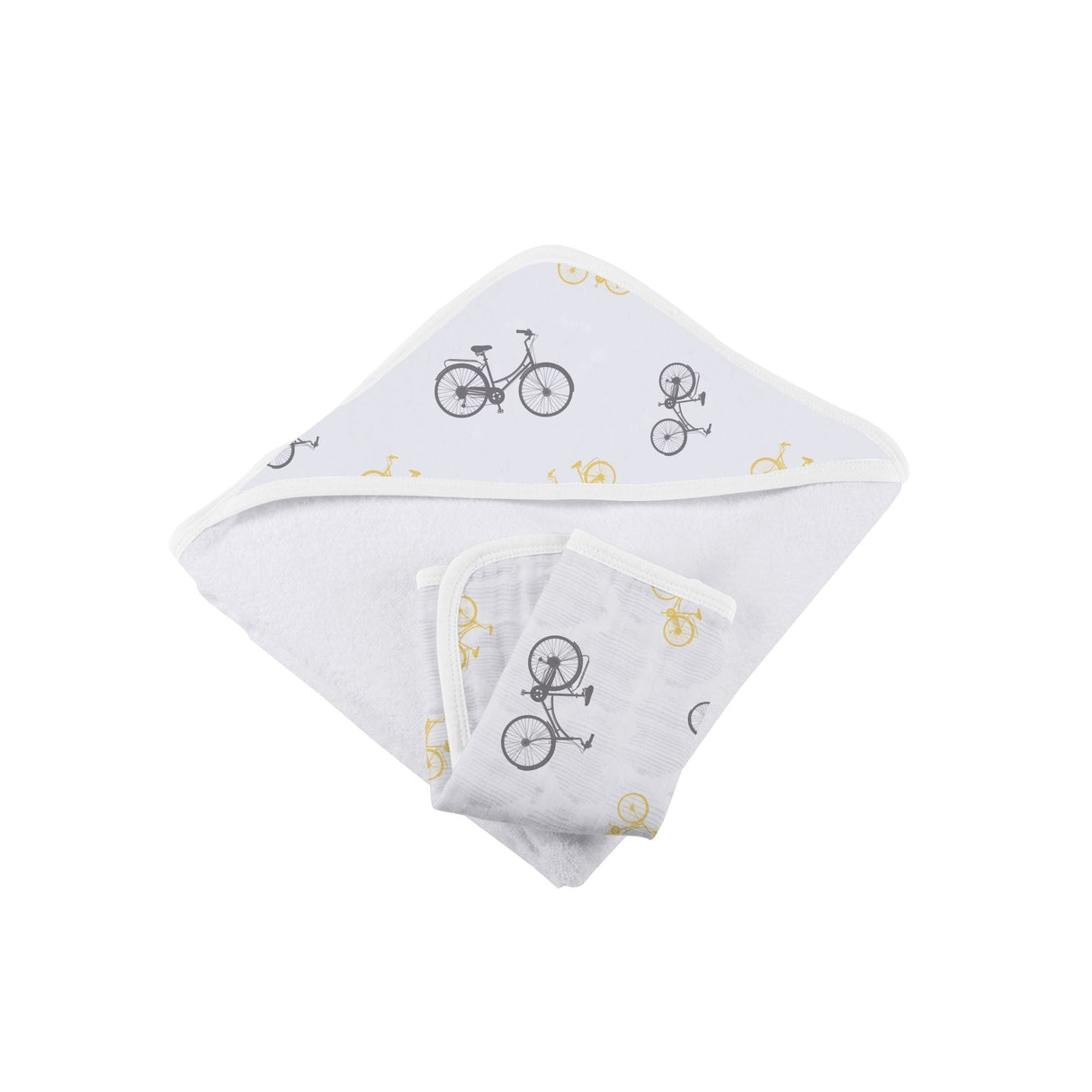 Vintage Bicycle Bamboo Muslin Hooded Towel and Washcloth Set - HoneyBug 