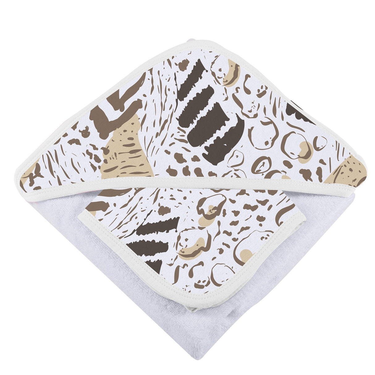 Animal Print Bamboo Hooded Towel and Washcloth Set - HoneyBug 