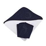 Midnight Moon Bamboo Hooded Towel and Washcloth Set - HoneyBug 
